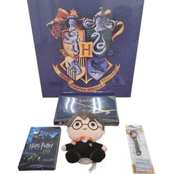 5pc Lot Harry Potter Wand/Bank/Pez/DVD/Picture Accessories