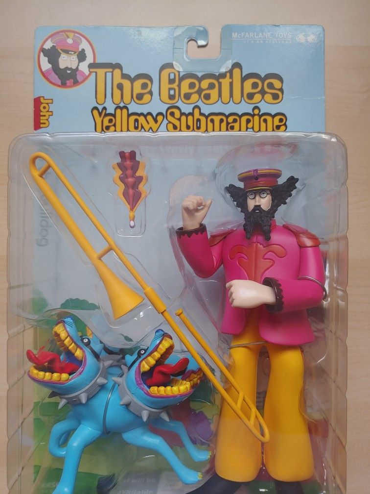 Vintage McFarlane Toys The Beatles Yellow Submarine John With The Bulldog Sgt. Peppers Lonely Hearts Club Band Action Figure Vinyl Collectable  