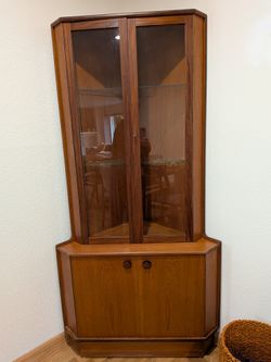 Mid Century Teak Corner Cabinet With Lock 
