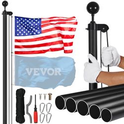 VEVOR Black Sectional Flag Pole Kit with US Flag