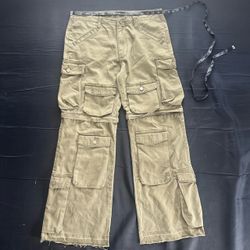 Khaki Multi-Pocket Cargo Pants