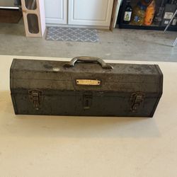 Vintage Craftsman Metal Tool Box with Tray Tombstone Hip Roof Sears