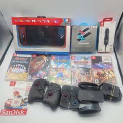 Used Nintendo Switch Lot Console / 5 Games / 2 sets of Controllers / New 128 GB Memory Chip