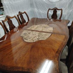 Dining Table Marble Inlay 11 Pieces