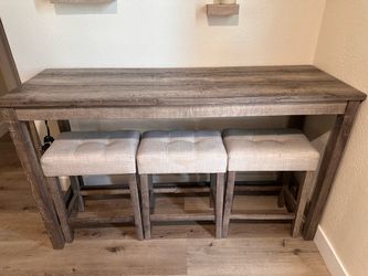 Rustic Console Bar Table with 3 Stools
