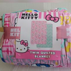 Hello Kitty by Sanrio Twin Quilted Blanket  60" X 90" Reversible New With Tag
