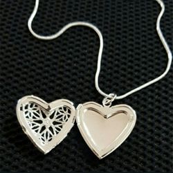 925 sterling silver Heart photo frame pendant Necklace 