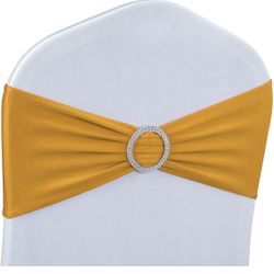 50 Elastic spandex chair sashes, sliding buckle bows, for wedding banquet decoration, party (yellow)