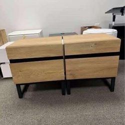 WAMPAT set of 2 Modern End Table with 2 Drawers