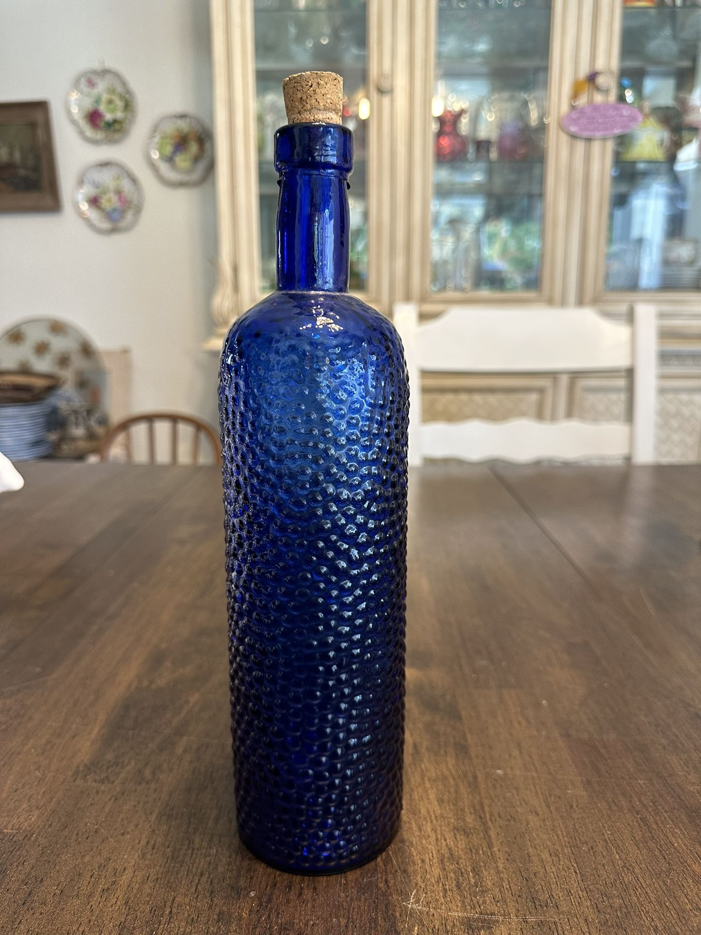 Vintage Cobalt Blue Bottle Made In Spain