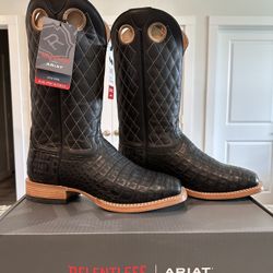 Ariat Black Caiman Belly Square Toe Boots