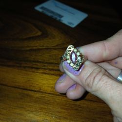 Victorian 14k Garnet And Seed Pearls Ring