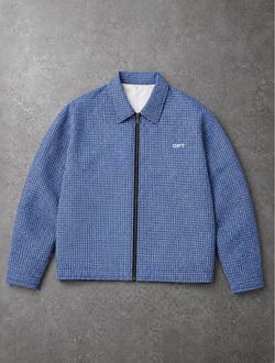 OPT Blue Plaid Zip-Up Jacket