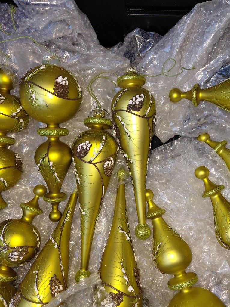 Glass Vintage Large Ornaments Ribbon Picks