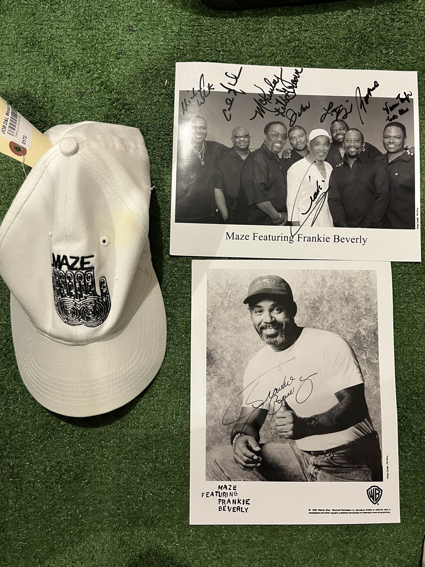 2 Autographed photo of Maze and a baseball cap