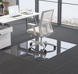 2 Heavy-Duty Tempered Glass Office Chair Mats for carpet/hard floors