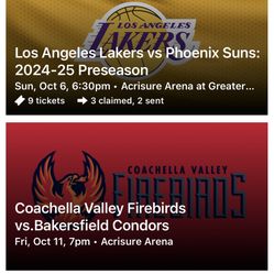 Lakers Vs Sun Tickets -2each 