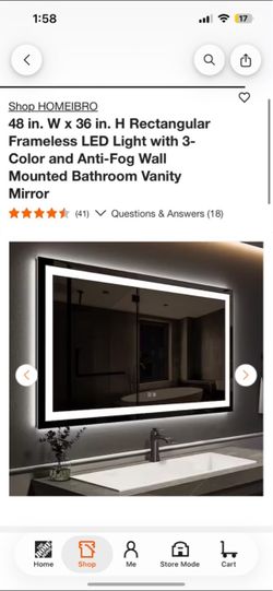 HOMEIBRO 48x36 LED Anti-Fog Bathroom Vanity Mirror