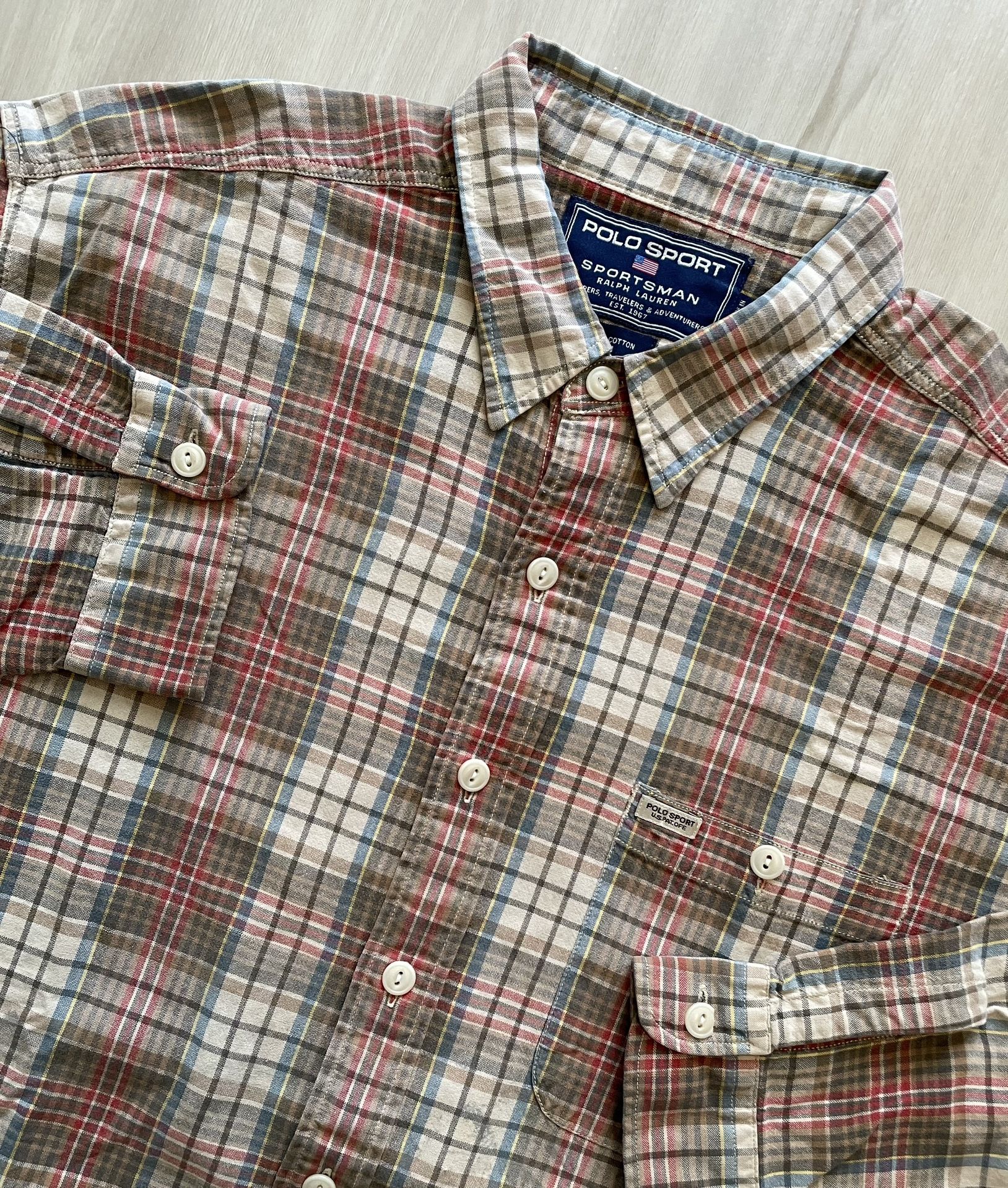 Vintage Ralph Lauren Polo Sport Sportsman Plaid Long Sleeve Shirt  Mens XL