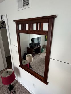 Large Wood Framed Wall Mirror