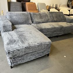 105" Sectional Couches for Living Room with L-Shape Couch Deep Seat Sectional Couch with Chaise,Gray