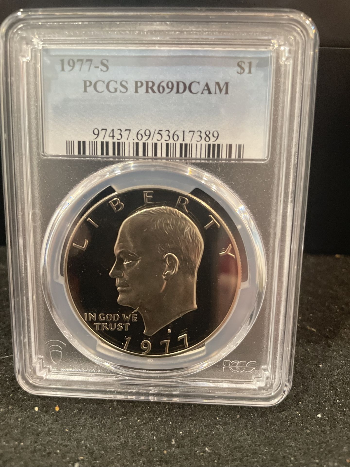 1977 S Gem Proof Eisenhower Dollar Graded At PR69 With A Deep Cameo H-12
