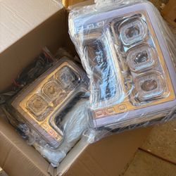 Full LED DRL Projector Headlight Assembly for 17-19 Ford F250-F450 Super Duty, Chrome Housing Amber Corner