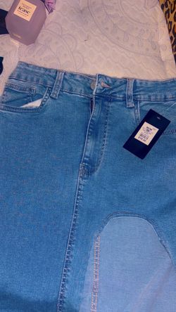 Light Wash Denim Mini Skirt Size M