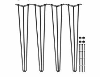 Hairpin Table Legs 28" Black Set of 4 Desk Legs 880lbs Load Capacity (Each 220lbs) Hairpin Desk Legs 3 Rods for Bench Desk Dining End Table Chairs Car