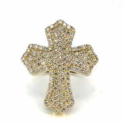 Men’s 10k Yellow Gold 1.74 CTW Diamond Cross Ring Size 10 GP3105565
