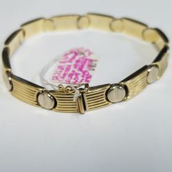 14K Yellow Gold Carrier Style Screw Head Love Bracelet 7.5"in Length 