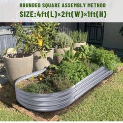 Land Guard Galvanized Raised Garden Bed Kit, Galvanized Planter Garden Boxes Outdoor, Oval Large Metal Raised Garden Beds for Vegetables…………
