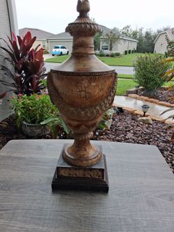 Swag draped finial box,bronze ,brown