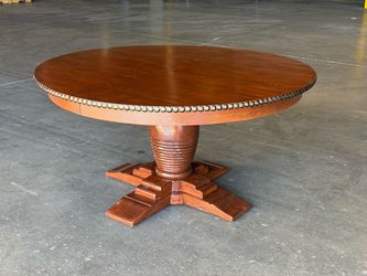 Gorgeous Large Vintage Solid Wood Dining Table - Pedestal Base