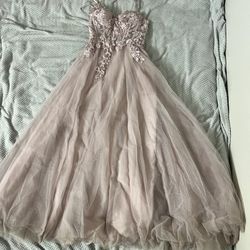 Pink Long Sleeveless Sparkly Dress Prom