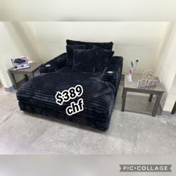 Black Jumbo Corduroy 2 Arm Chaise Sofa  // Black Friday Sale 