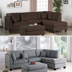 Brown Sectional Sofa With Ottoman 