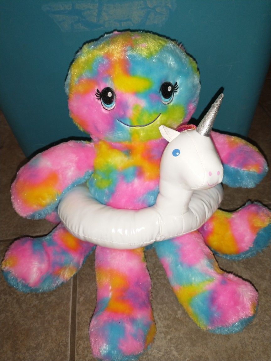 Build a Bear multi-color summer octopus "inky" with white unicorn waist tube