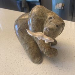 Jon Pust Soapstone Bear Carving Art Alaskan Sculpture 