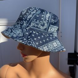 Bandana Print Denim Bucket Hat
