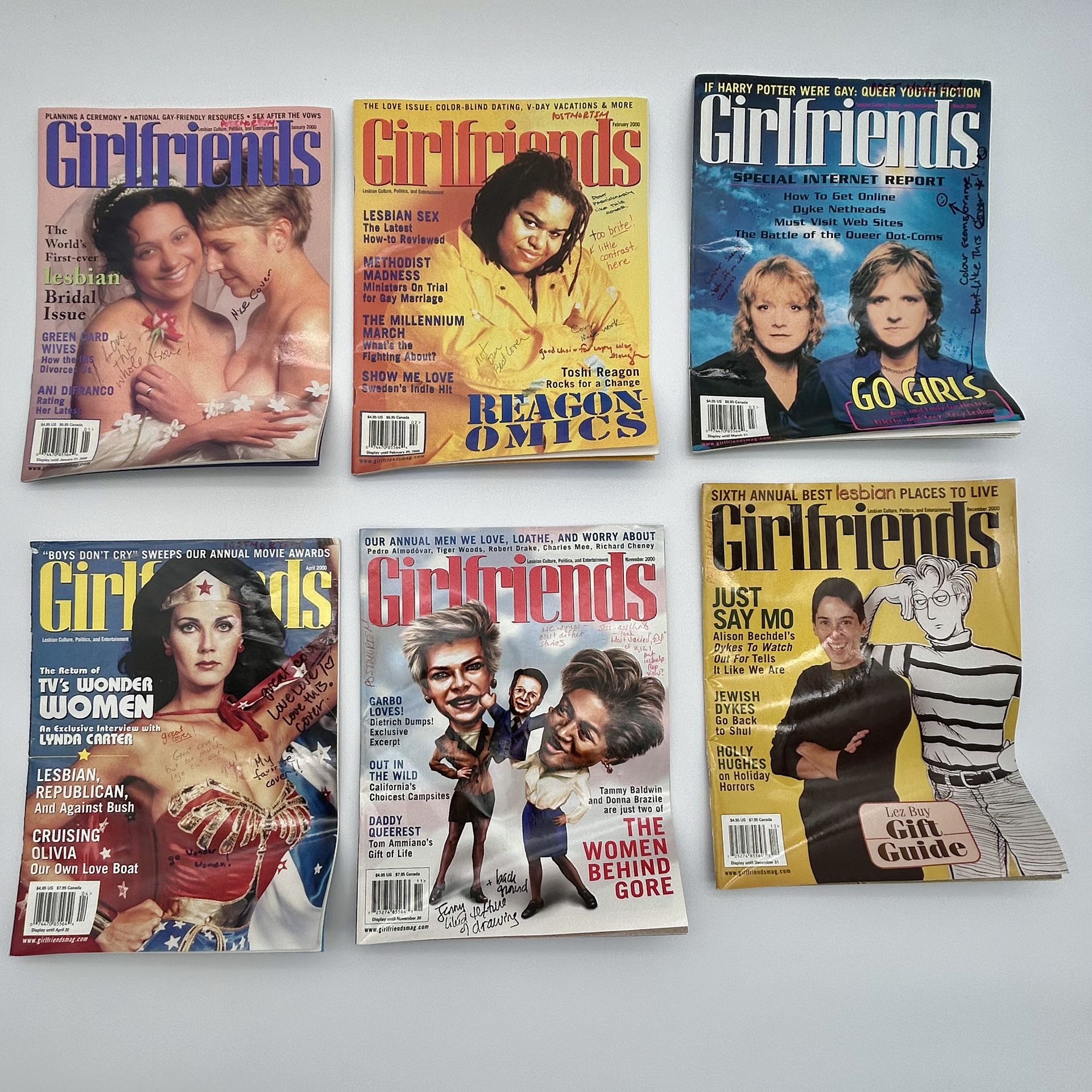 Lot of 7 Girlfriends Magazines 2000 Issues