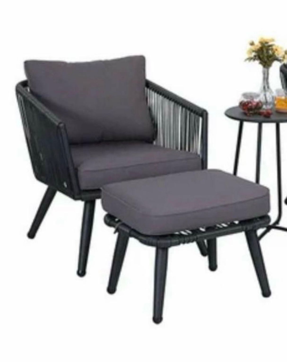 2pcs rope rattan sofa set gray. 33/41Lbs 15/18.6kgs gray .. 1chair 1 table gray C013