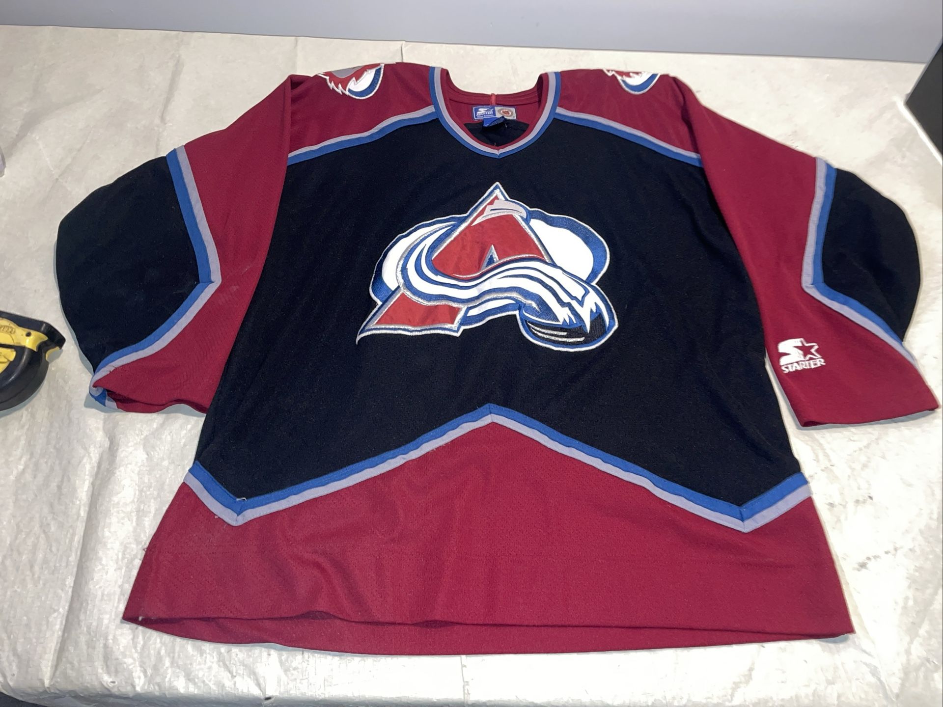 Black Colorado Avalanche NHL Jersey Mens Large Hockey Clean Starter Sewn Crest