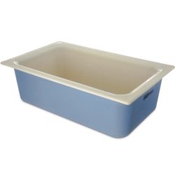 Carlisle FoodService Products Coldmaster Coolcheck Full Size Food Pan Insulated Food Pan with Refrigerant Gel Filling, Plastic, 15 Quarts, White, Blue