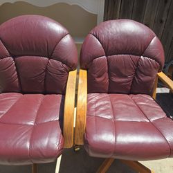 2 Leather Dinette Table Chairs