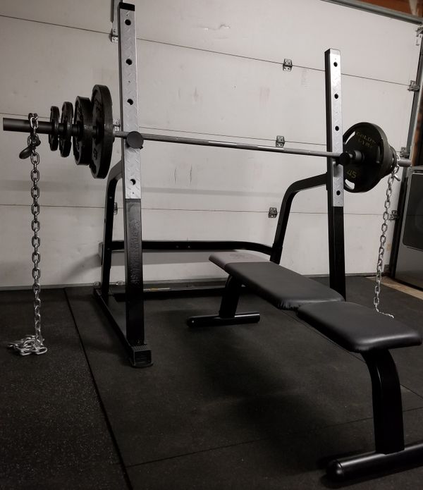 IMPEX POWERHOUSE Squat Rack/Bench Press Home Gym + 215 LBS ...
