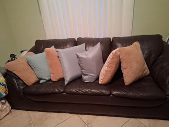 Brown  real lather sofa