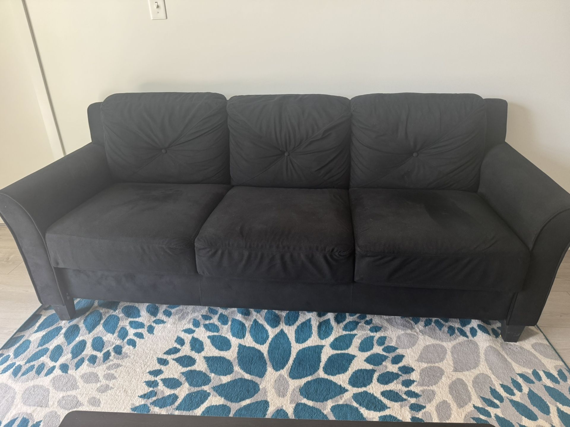 Couch & Wooden Coffee Table