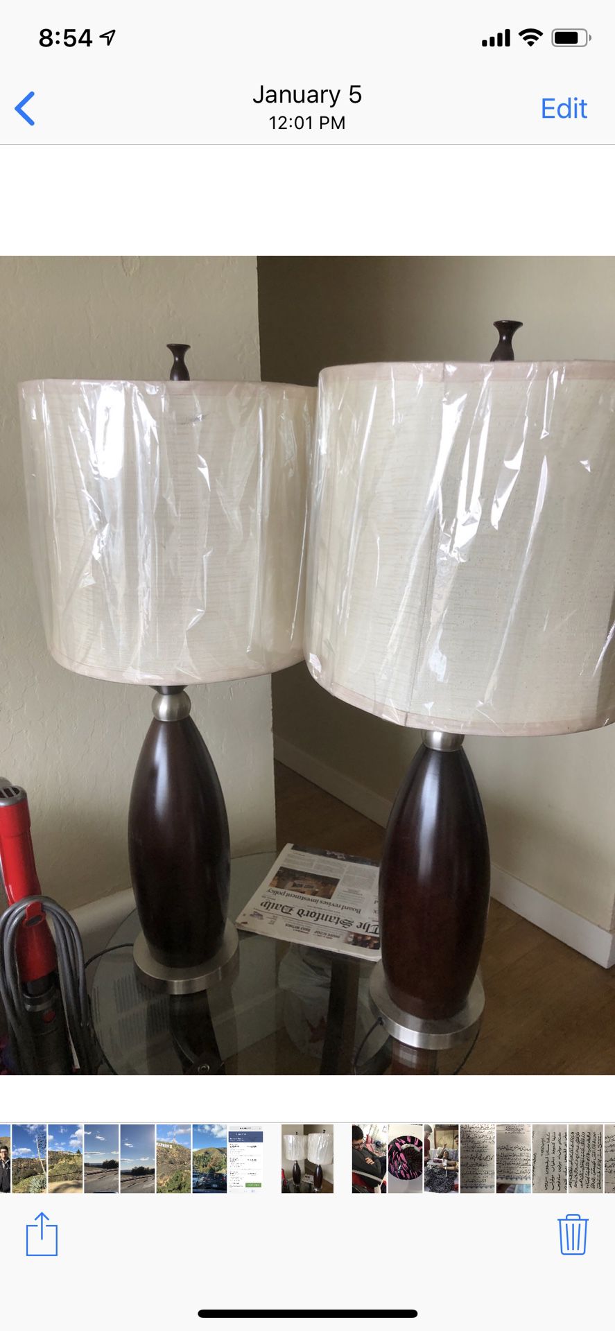 Pair of lamps brand new solid wood