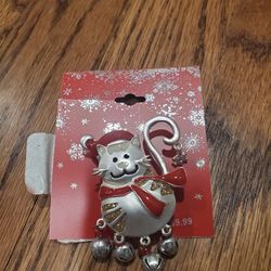 NEW Cat Kitten Fashion Jewlery Lapel Pin Santa Christmas Xmas Holiday Brooch Broach Cute Festive 